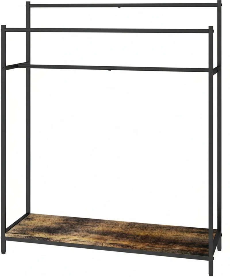 Porte-serviettes sur pied avec étagère 100 x 82 x 29 cm séchage rapide style industriel en métal noir 13_0018739