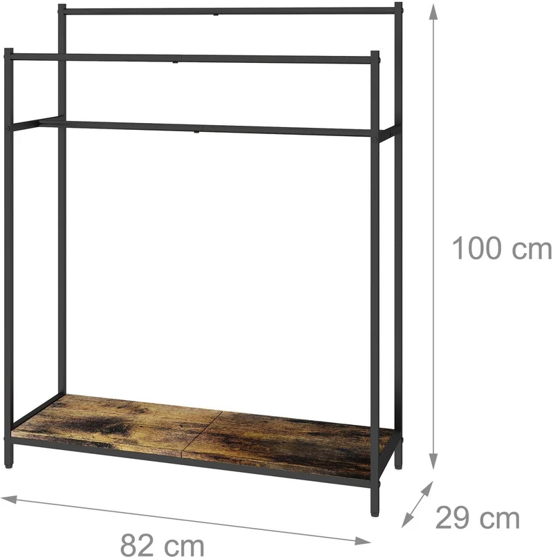 Porte-serviettes sur pied avec étagère 100 x 82 x 29 cm séchage rapide style industriel en métal noir 13_0018739