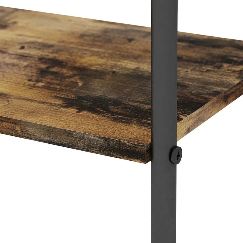 Porte-serviettes sur pied gain de place 79,5 x 41,5 x 28,5 cm avec tablette pratique design industriel en métal noir 13_0018738