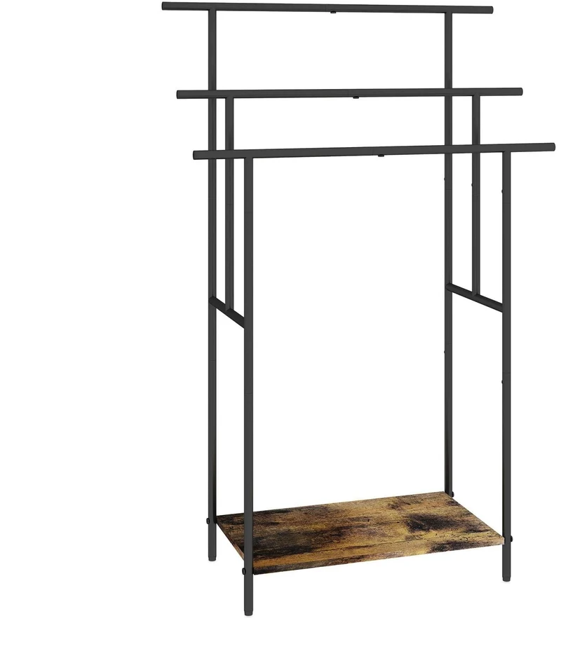 Porte-serviettes sur pied avec étagère 100 x 68 x 30 cm séchage rapide design industriel en métal noir 13_0018737