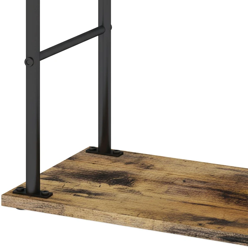 Porte-serviettes sur pied design industriel salle de bain 80,5 x 40 x 24 cm avec tablette pratique en acier noir 13_0018736