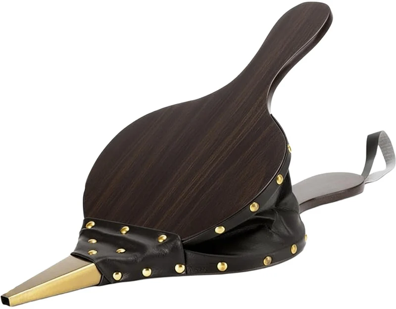 Souffleur décoratif en bois rustique pour cheminée barbecue 40 x 17,5 cm avec boucle pratique en MDF marron 13_0018735