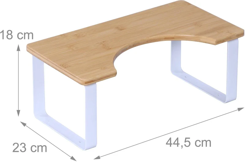 Tabouret pour toilettes pratique 18 x 44,5 x 23 cm position accroupie naturelle finition épurée en bambou blanc 13_0018734