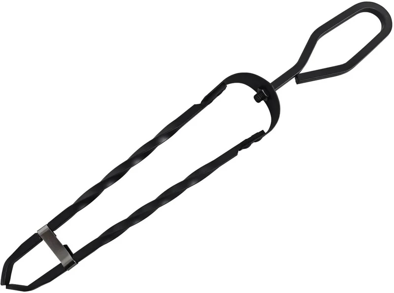 Pince à bois de cheminée design classique pour poêle 45 x 6 x 4,5 cm en fer forgé noir 13_0018730