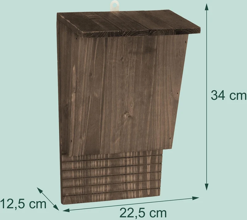 Lot de 4 abris pour chauves-souris extérieurs en sapin 34 x 22,5 x 12,5 cm avec crochet installation facile en brun 13_0018728