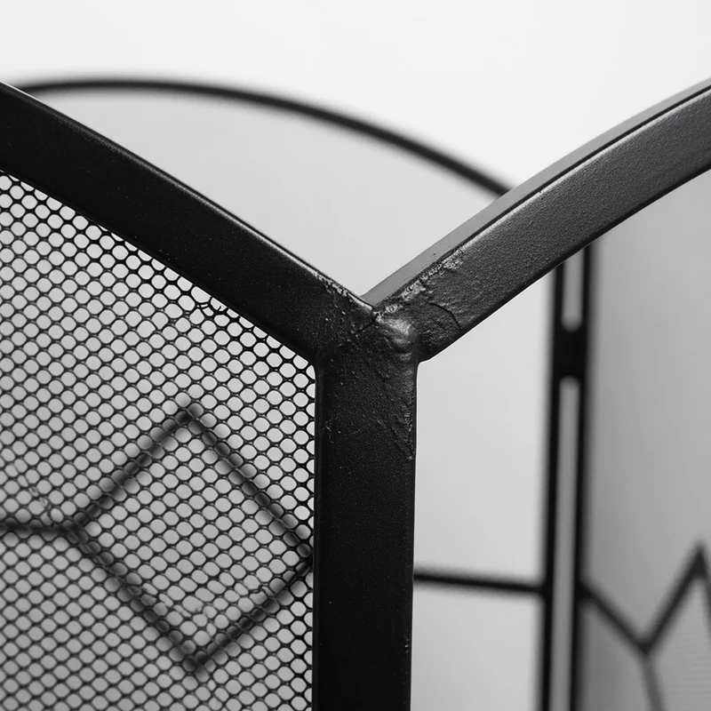 Grille de protection cheminée 80 x 197 cm avec porte magnétique sécurité adaptabilité flexible en fer noir 13_0018726