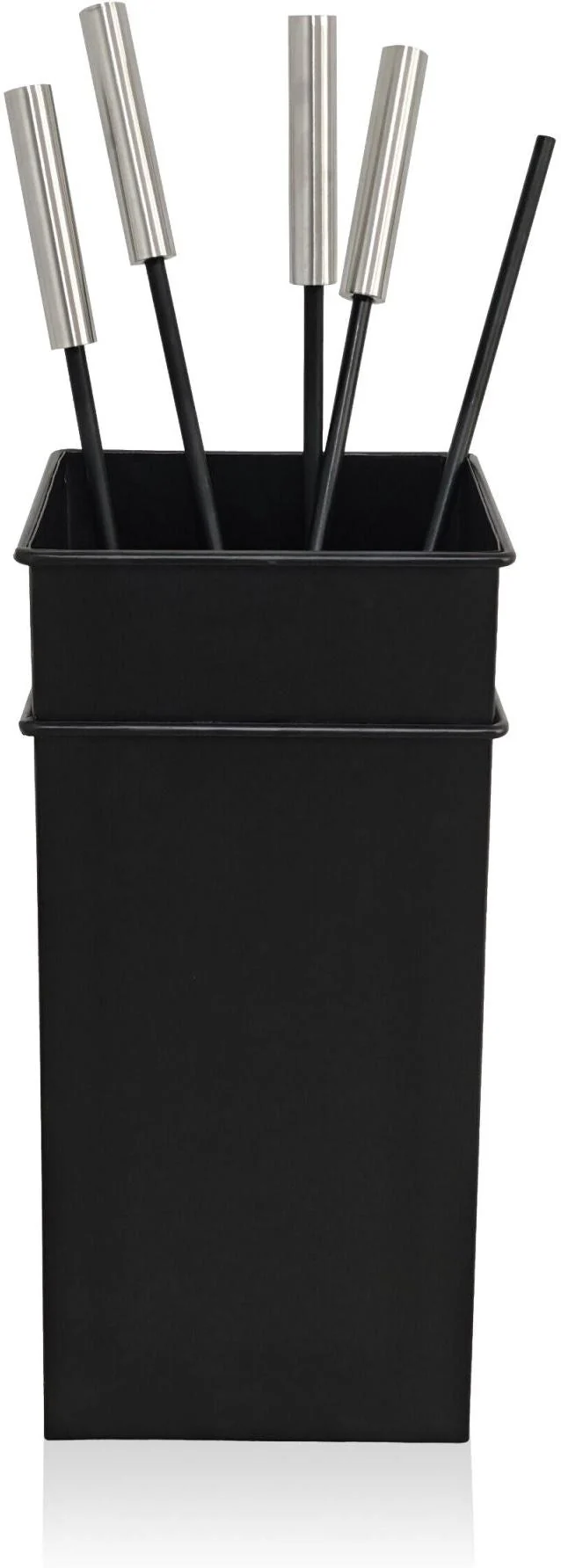 Lot de 5 outils de cheminée en fer noir support pratique 35 x 16 x 16 cm design épuré 13_0018725