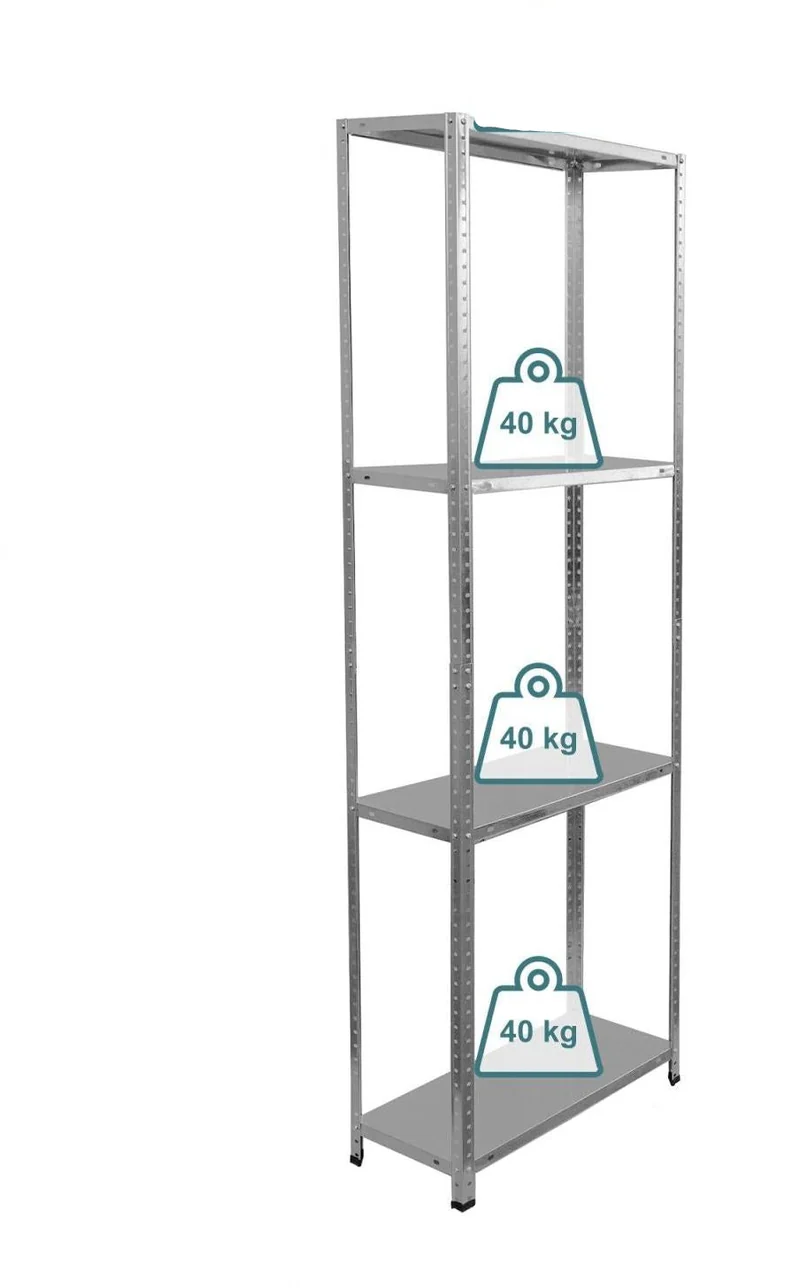 Étagère de rangement pour cave cuisine 180 x 60 x 40 cm stable et facile à monter en acier argent 13_0018720
