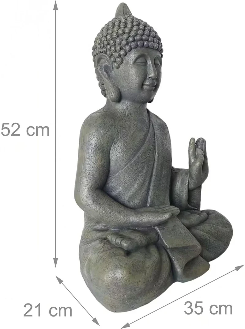 Statue de Bouddha décorative jardin intérieur 52 x 35 x 21 cm finition soignée en polyrésine anthracite 13_0018717