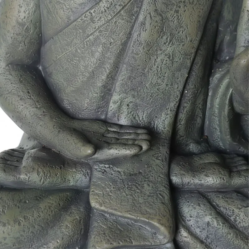 Statue de Bouddha décorative jardin intérieur 52 x 35 x 21 cm finition soignée en polyrésine anthracite 13_0018717