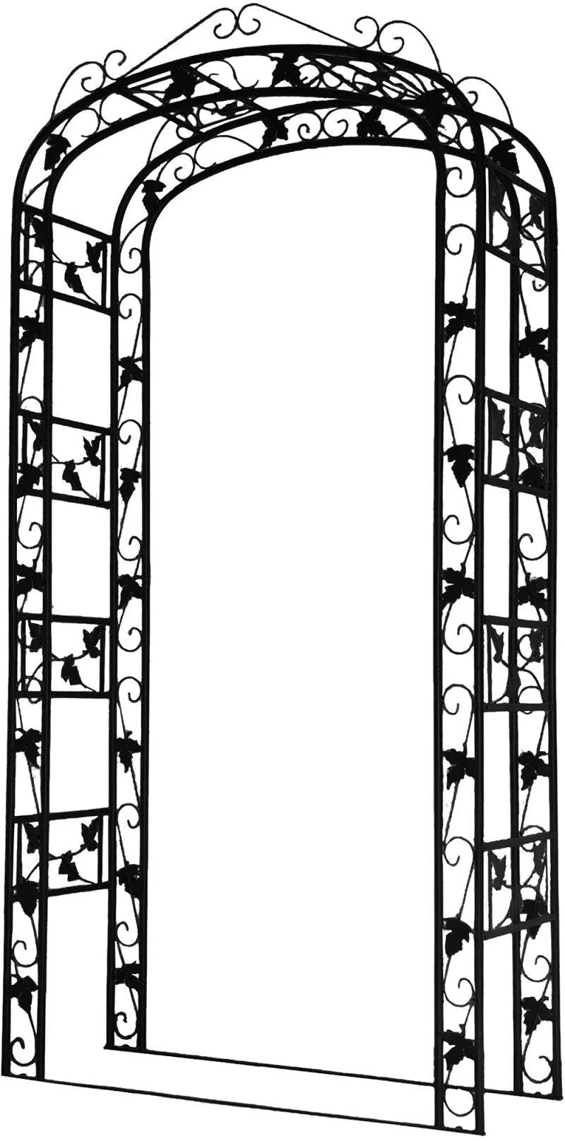 Arche de jardin en fer noir 240 x 120 x 45 cm pour rosiers et plantes grimpantes style décoratif 13_0018814