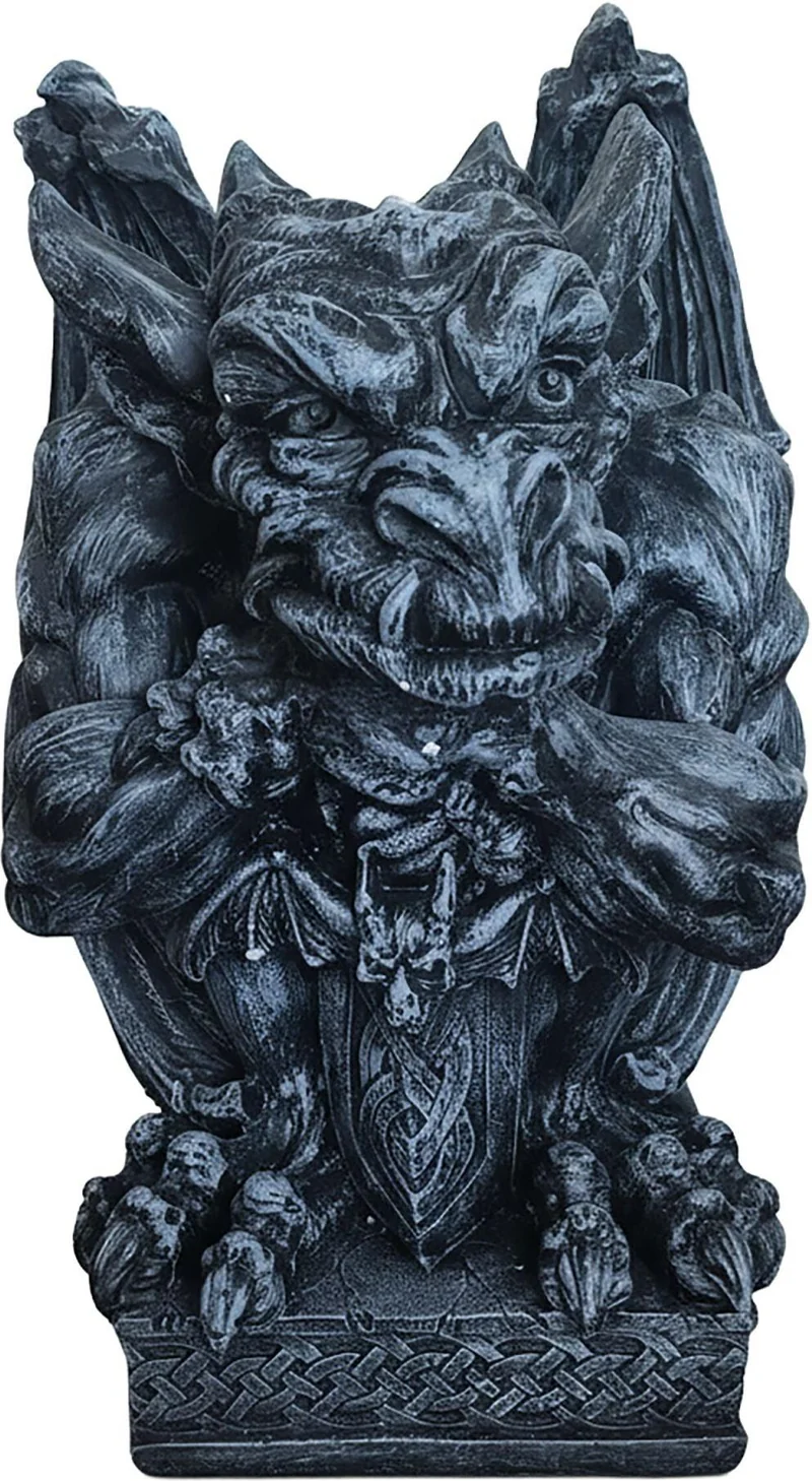 Figurine de gargouille décorative mystique jardin 42 x 28 x 28 cm durable et résistante aux intempéries en polyrésine gris 13_0018805