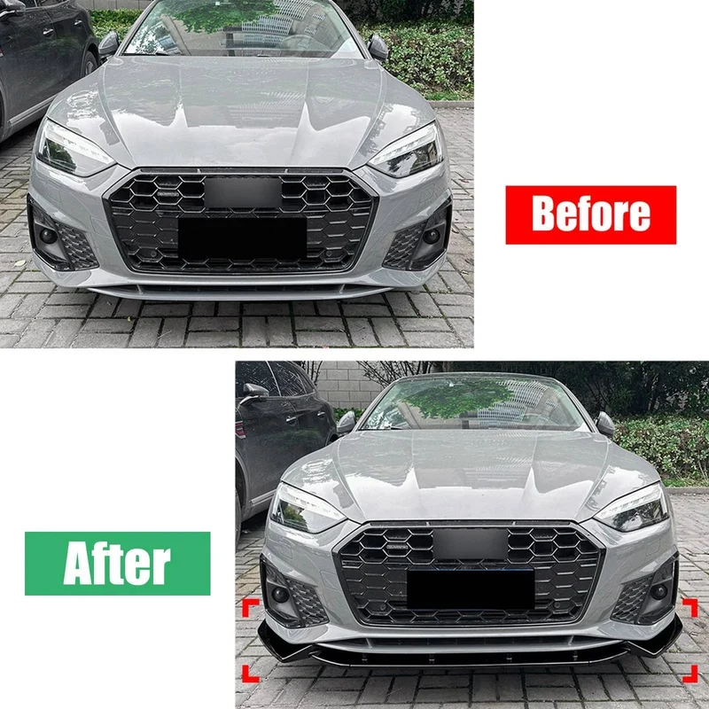 Lame Avant Audi A5 S5 8W6 2021-2024 Noir Brillant 3 Pièces