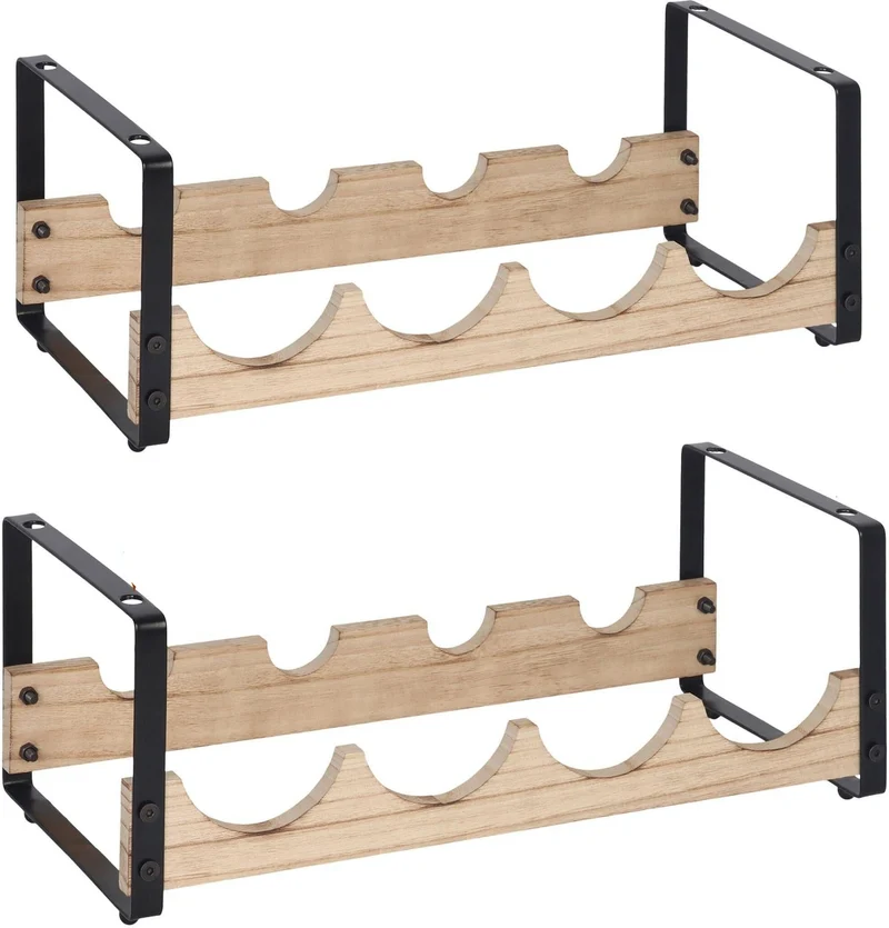 Casier à vin 8 bouteilles cuisine style industriel 29 x 39,5 x 17,5 cm en fer noir 13_0018786