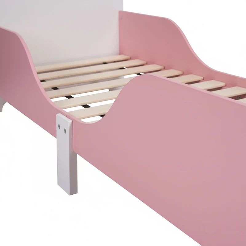 Lit enfant au sol 60 x 77 x 150 cm avec parois anti-chute et espace de rangement en MDF blanc 13_0018784