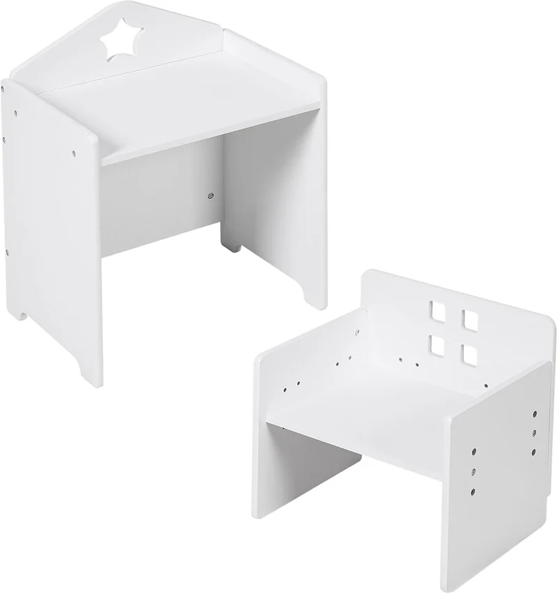 Lot de 2 sièges enfants table et chaise 48,5 x 38 x 30 cm assise confortable rangement facile en MDF blanc 13_0018783