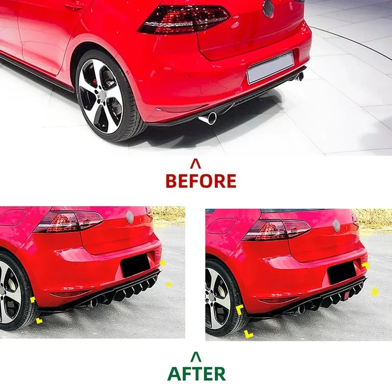 Diffuseur Arrière Volkswagen Golf 7 GTI GTD 2013-2017 Noir Brillant