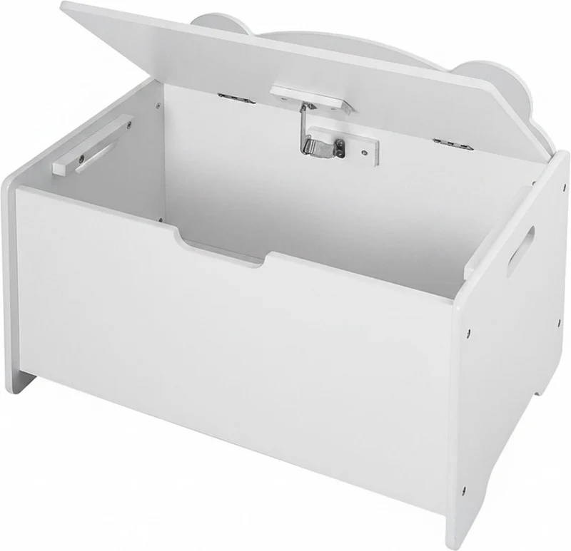 Coffre à jouets design enfant silhouette ours 48 x 60 x 38 cm pratique rangement déco en MDF blanc 13_0018780