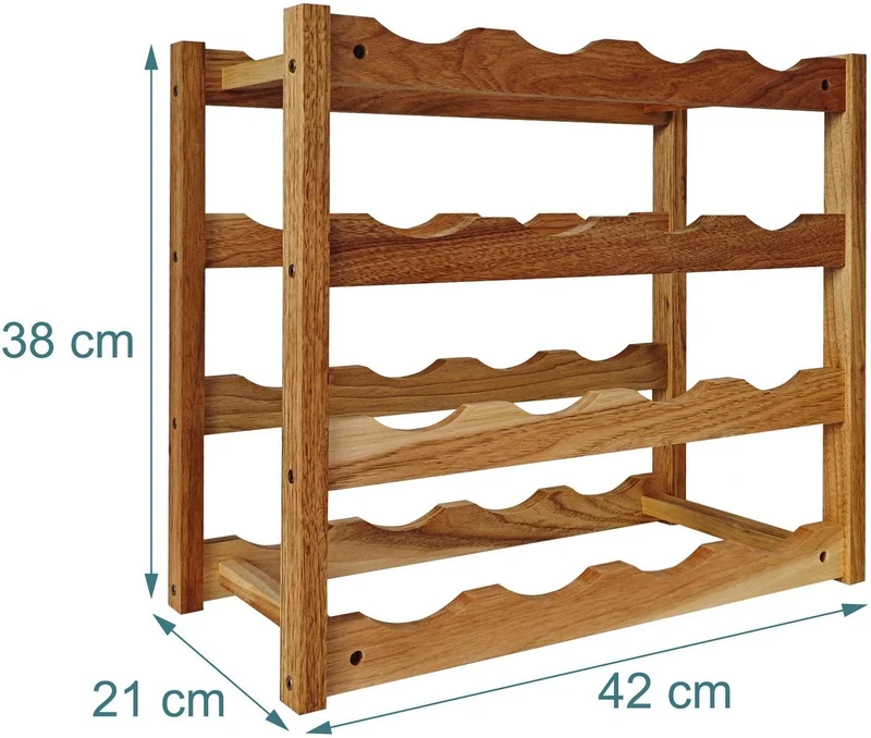 Casier à vin compact pour 16 bouteilles 38 x 42 x 21 cm style naturel cuisine en noyer naturel 13_0018778