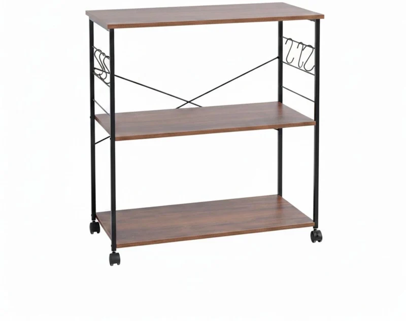 Desserte de cuisine mobile avec 3 étagères 87 x 80 x 40 cm rangement pratique style moderne en MDF noir 13_0018776