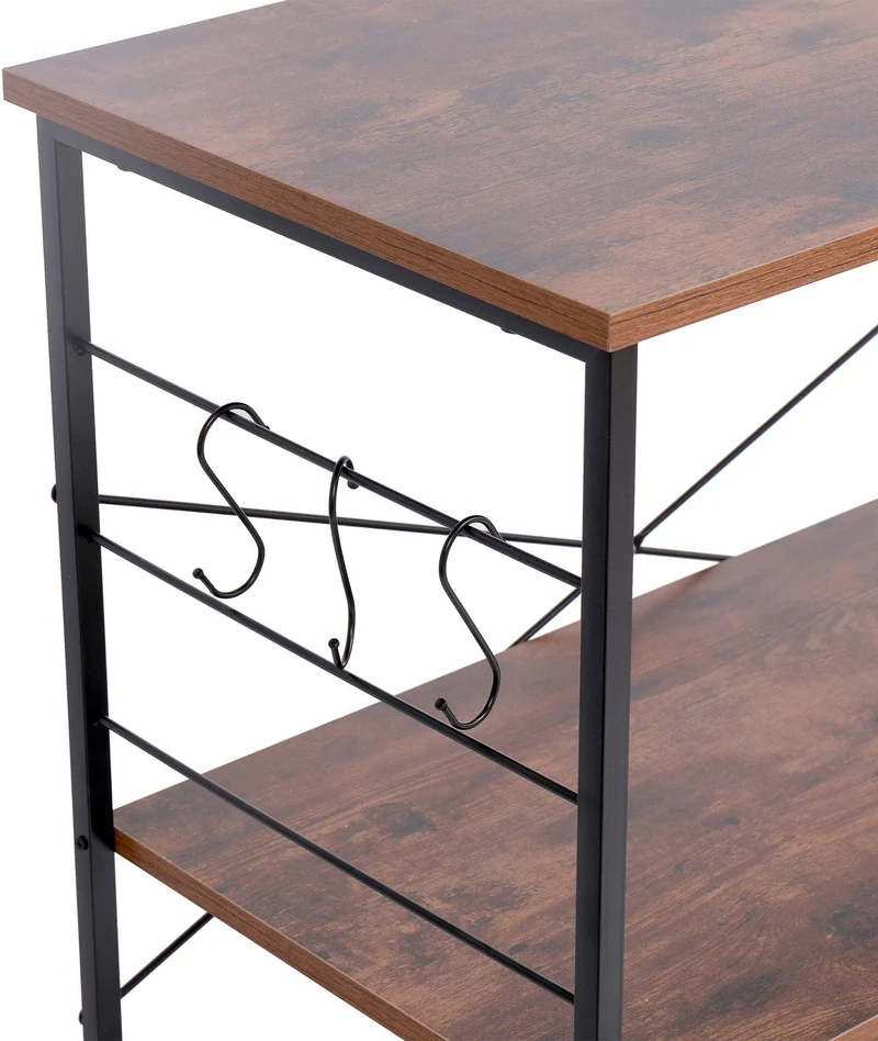 Desserte de cuisine mobile avec 3 étagères 87 x 80 x 40 cm rangement pratique style moderne en MDF noir 13_0018776