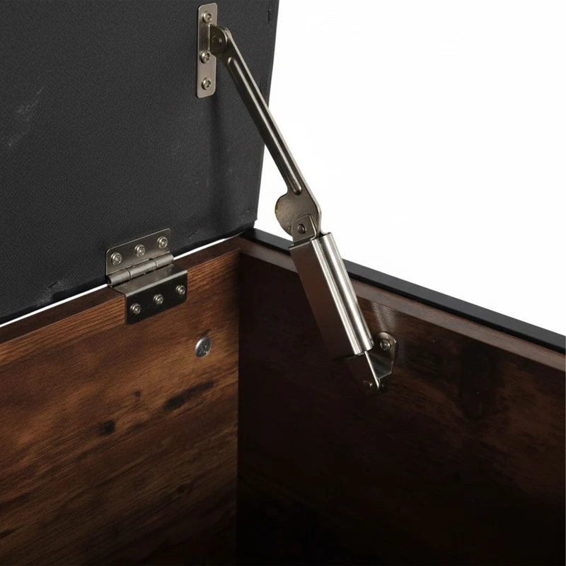 Banquette coffre style industriel polyvalente 80 x 40 x 50 cm avec rangement pratique ambiance moderne en similicuir noir 13_0018769