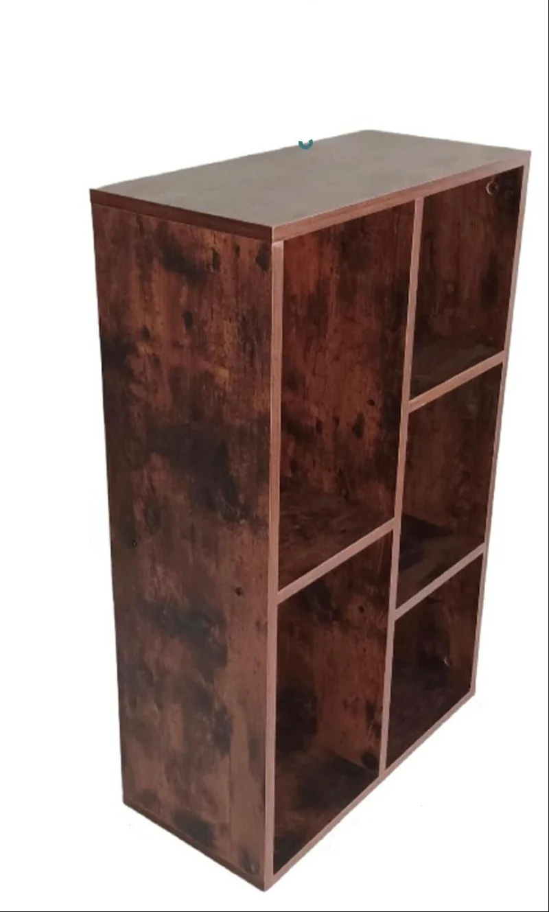 Étagère de rangement polyvalente 80 x 50 x 24 cm pour livres et déco style vintage en MDF marron 13_0018768