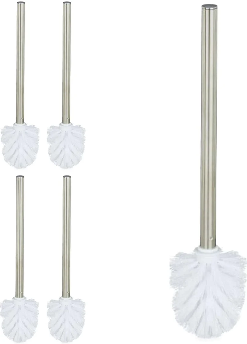 Lot de 5 brosses WC à tête amovible ergonomique 35 x 8 cm design épuré en plastique blanc 13_0018828