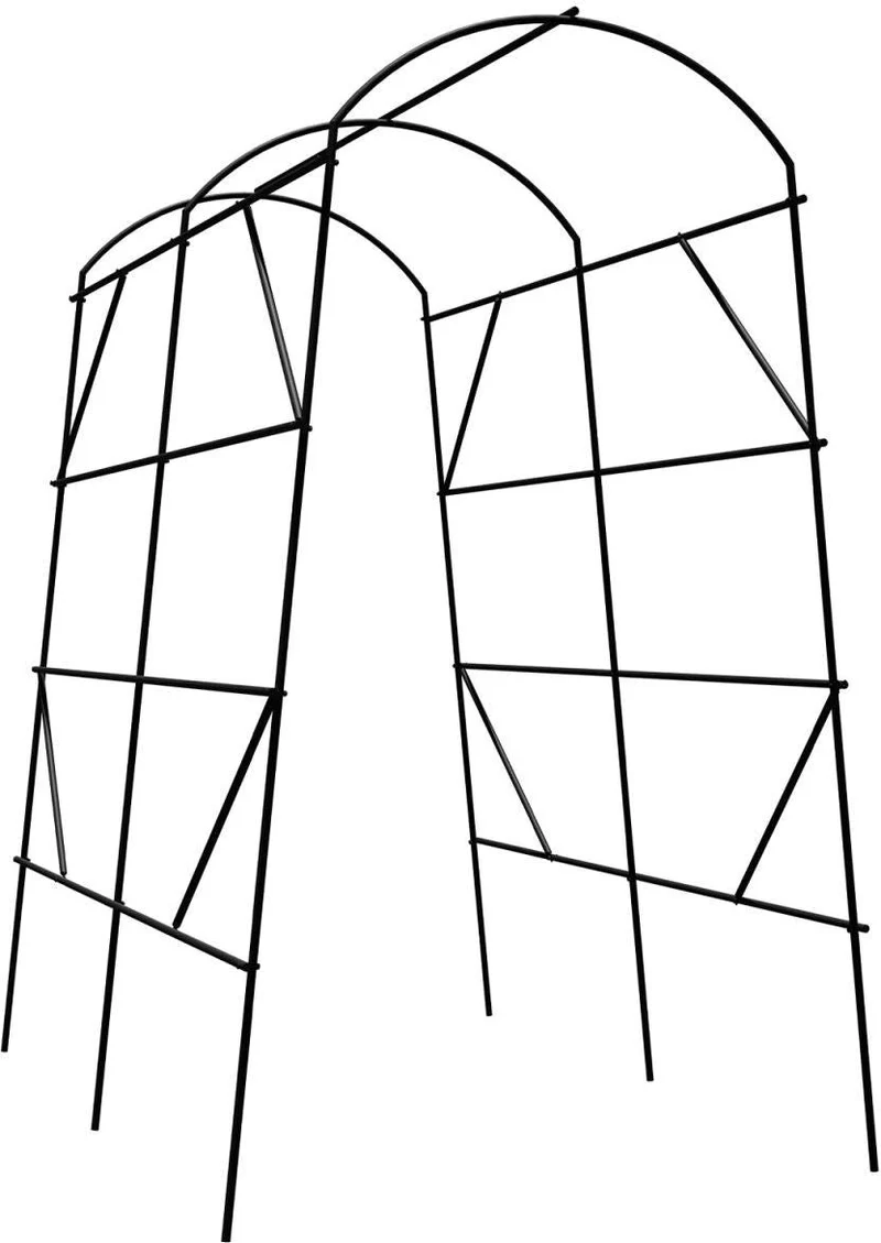 Arceau de jardin pour concombres et légumes 230 x 140 x 198 cm structure résistante intempéries en métal noir 13_0018824