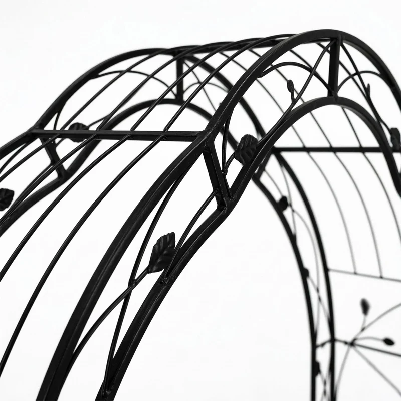 Arche pour rosiers en métal noir 240 x 140 x 50 cm design classique décoratif jardin en fer noir 13_0018823