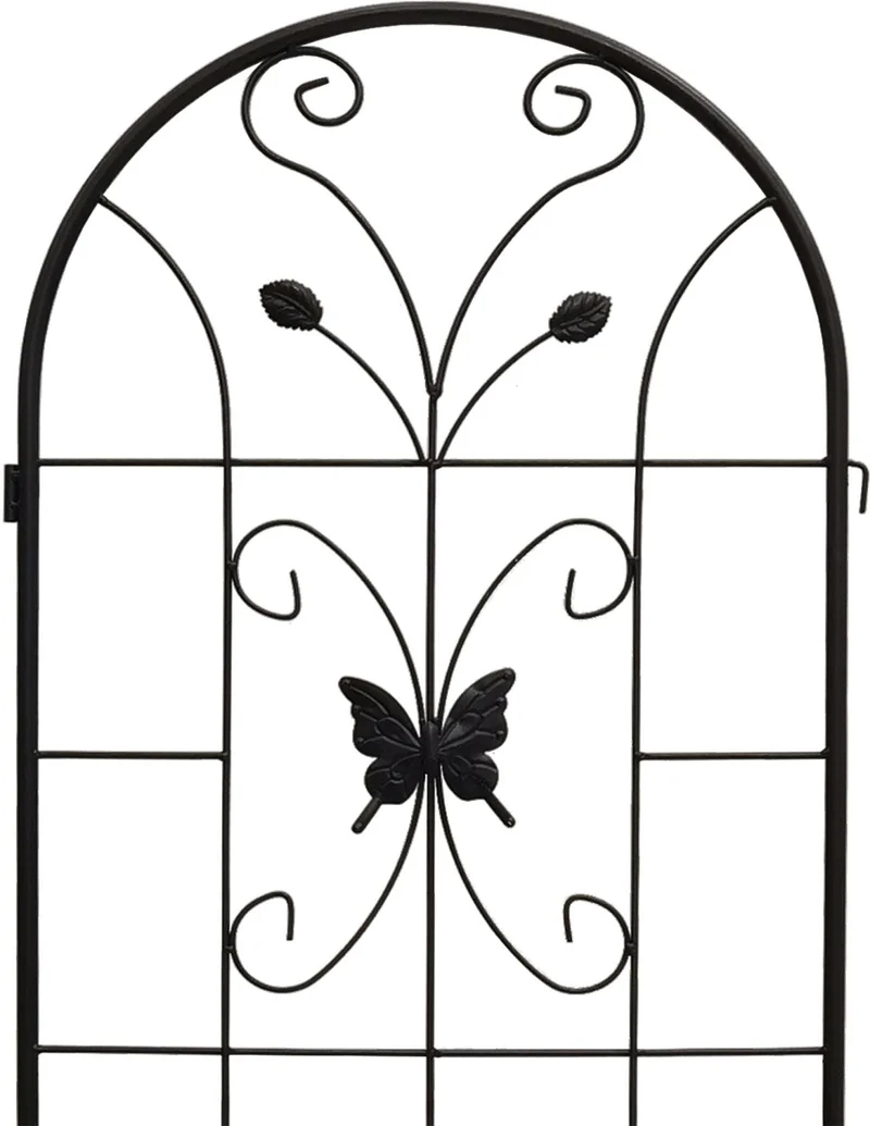 Lot de 2 treillis pour plantes grimpantes design courbé jardin 180 x 50 x 1,5 cm en fer noir 13_0018821