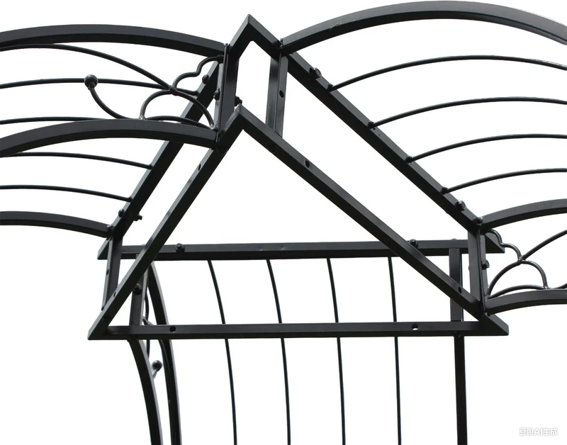 Arche pour rosiers en métal noir 250 x 178 x 178 cm avec ornements élégants style romantique en fer noir 13_0018820