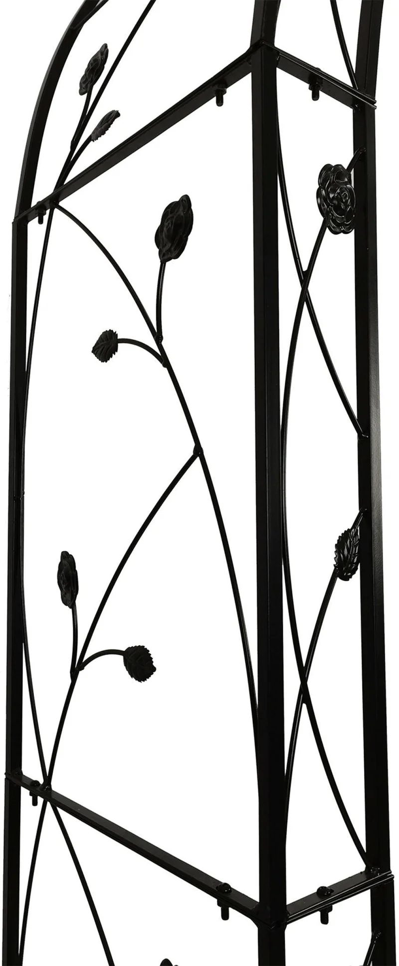 Arche pour rosiers en métal noir 250 x 178 x 178 cm avec ornements élégants style romantique en fer noir 13_0018820