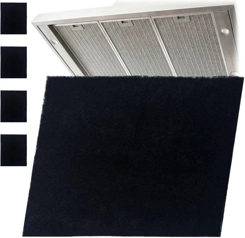 Lot de 5 filtres à graisse découpables cuisine 0,5 x 57 x 47 cm en non-tissé noir 13_0018818