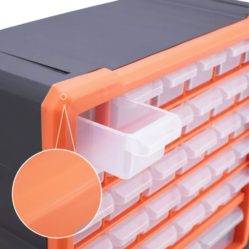 Organiseur de rangement pour petites pièces 47 x 38 x 16 cm avec tiroirs transparents et séparateurs amovibles en PP noir 13_0018765