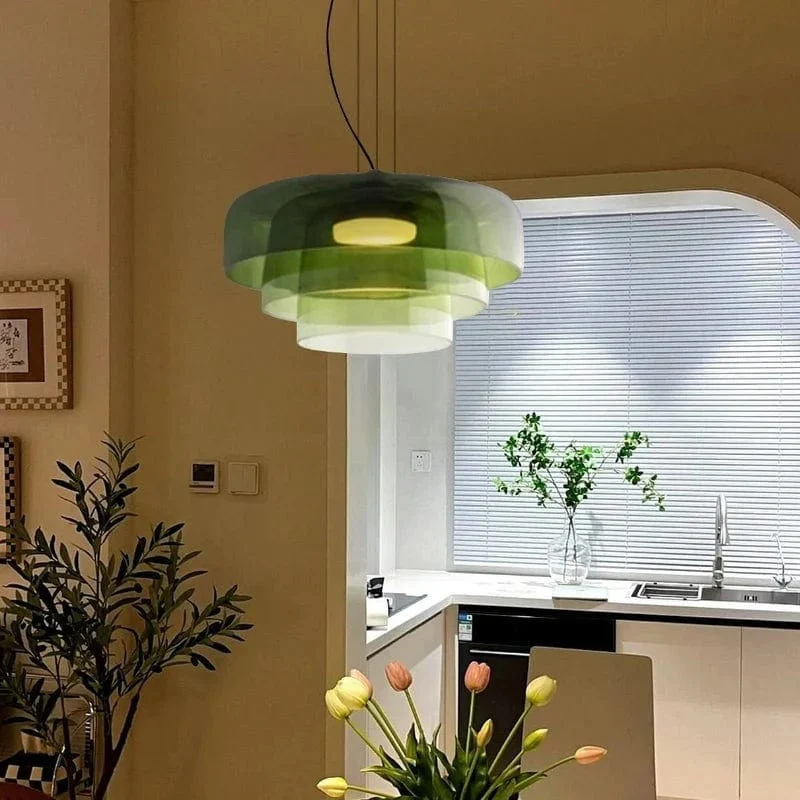 Lustre LED en Verre Coloré Intemporel