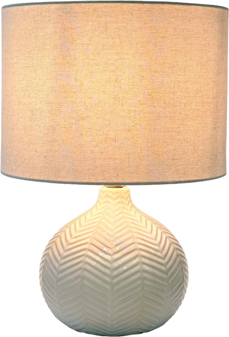 Lampe de table d'appoint style Art déco 42 x 30 cm éclairage chaleureux salon chambre en céramique blanc 13_0018758