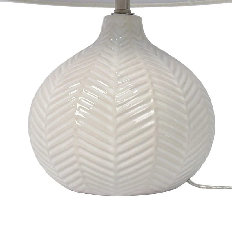 Lampe de table d'appoint style Art déco 42 x 30 cm éclairage chaleureux salon chambre en céramique blanc 13_0018758