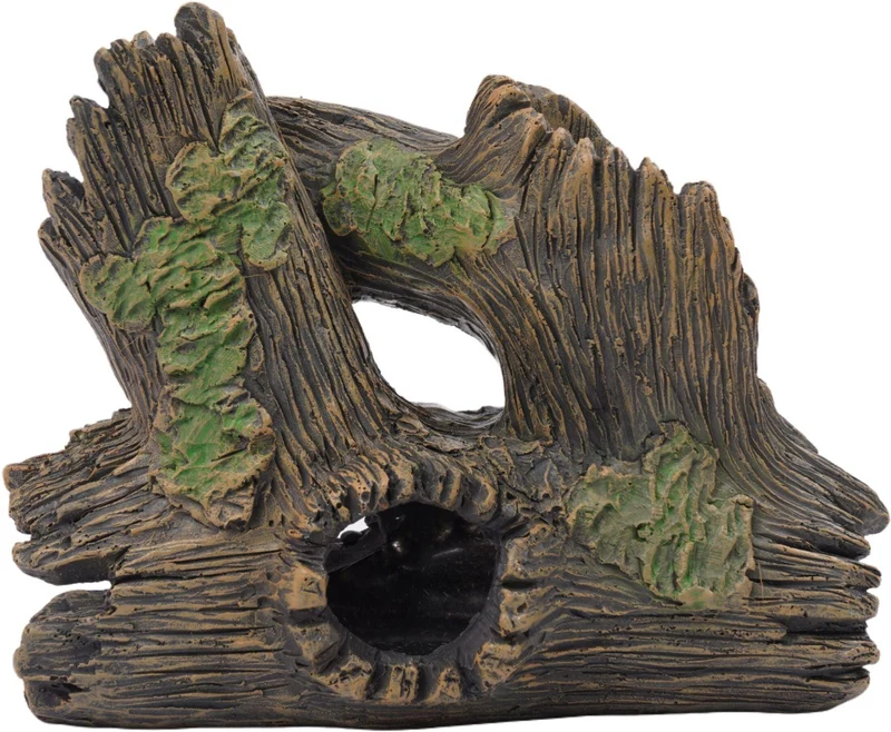 Tronc d'arbre déco aquarium grotte naturelle 17 x 20 x 10 cm en polyrésine marron 13_0018746