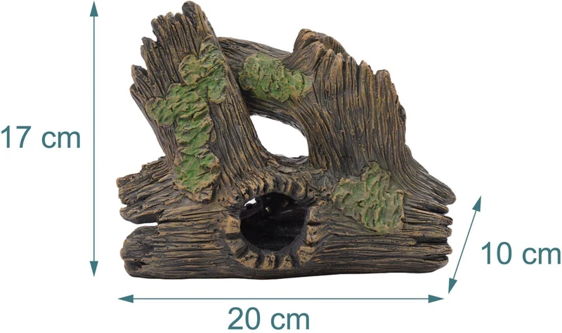 Tronc d'arbre déco aquarium grotte naturelle 17 x 20 x 10 cm en polyrésine marron 13_0018746