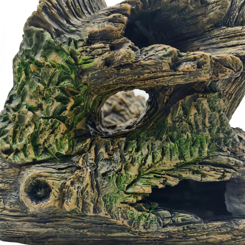 Tronc d'arbre déco aquarium grotte naturelle 17 x 20 x 10 cm en polyrésine marron 13_0018746