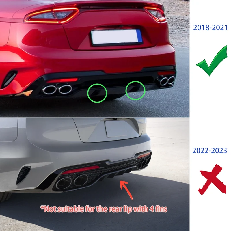 Diffuseur Arrière Kia Stinger 2018-2021 Noir Brillant