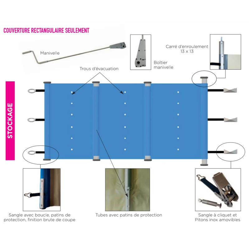 Bâche à barres Premium Aqua Protect sur-mesure - APE