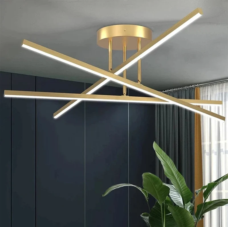 Plafonnier Doré Raffiné pour Salon