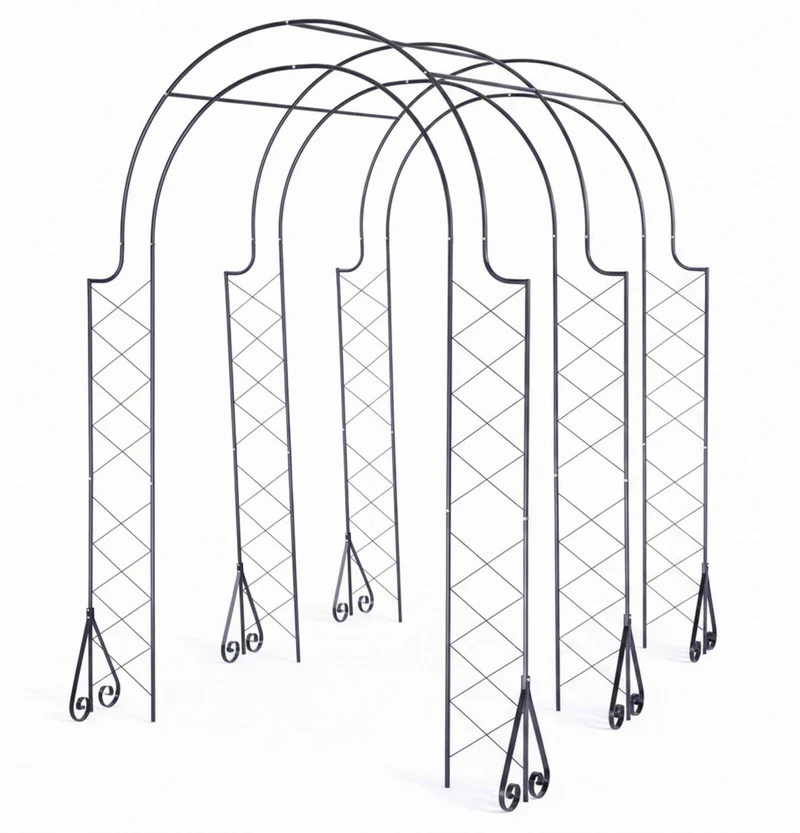 Arche de jardin treillis pour rosiers 250 x 180 x 210 cm support élégant en acier noir 13_0018882