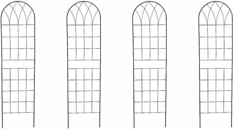 Lot de 4 treillis arqué pour plantes grimpantes jardin 150 x 40 x 1 cm en acier noir 13_0018878