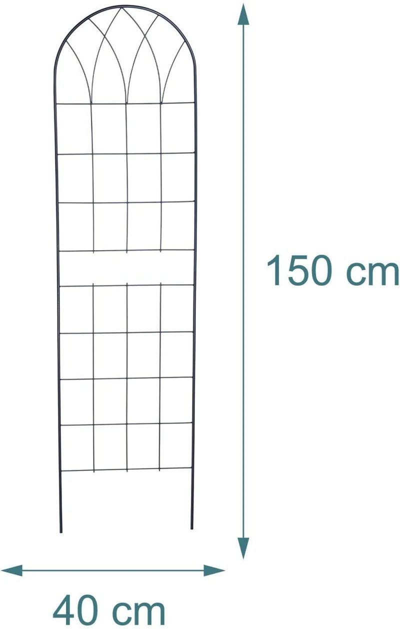 Lot de 4 treillis arqué pour plantes grimpantes jardin 150 x 40 x 1 cm en acier noir 13_0018878