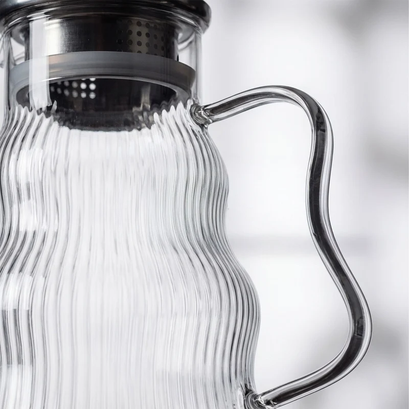 Carafe élégante avec couvercle anti-gouttes 20 x 12 x 17 cm design raffiné pour boissons détox en verre transparent 13_0018871