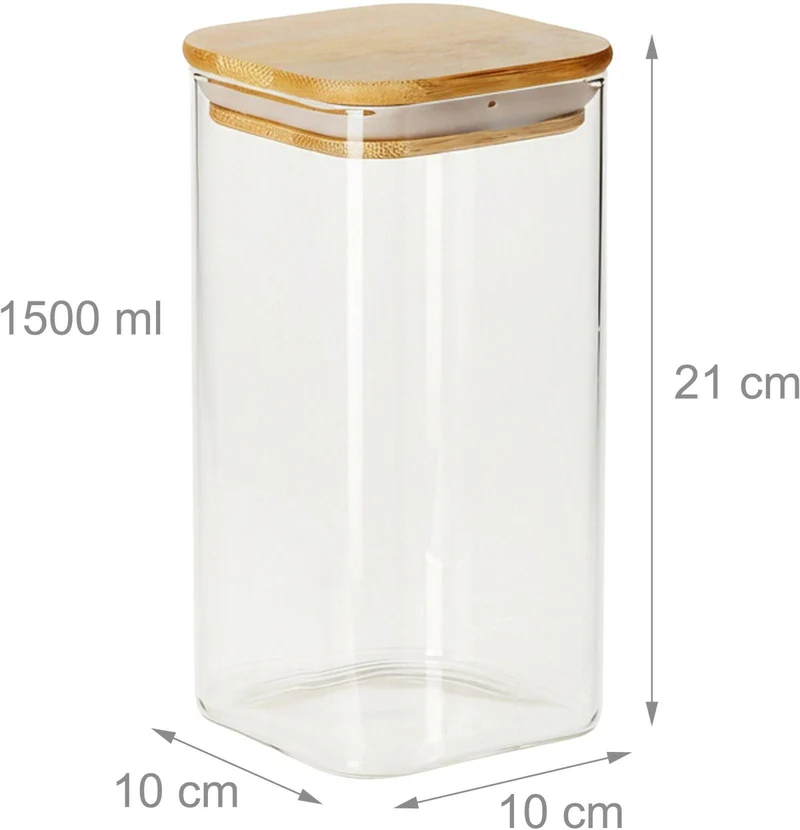 Lot de 3 bocaux de conservation pratiques cuisine 21 x 10 x 10 cm hermétiques design moderne en verre transparent 13_0018870