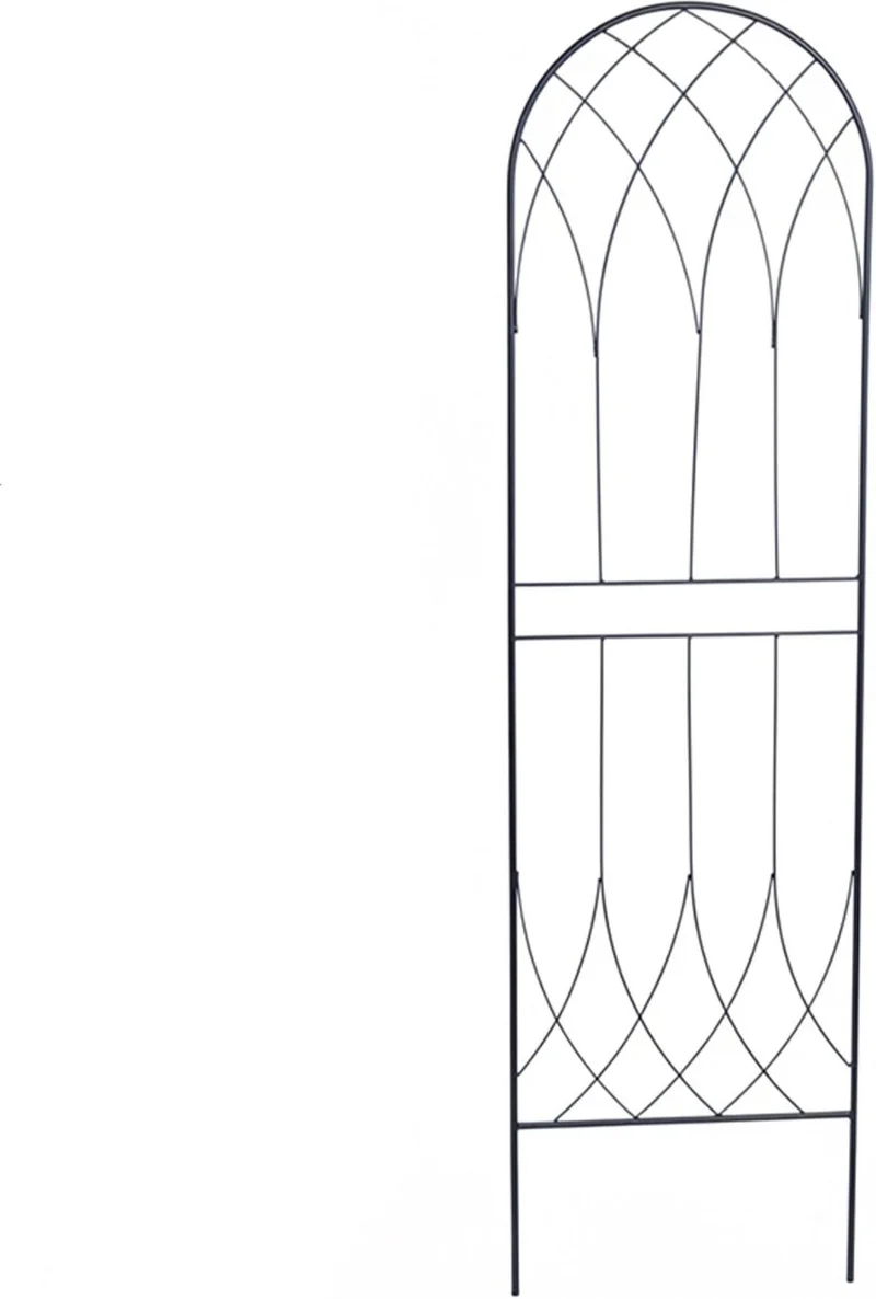 Lot de 2 treillis pour plantes grimpantes en acier noir 140 x 38 x 1 cm design élégant ambiance jardin 13_0018869
